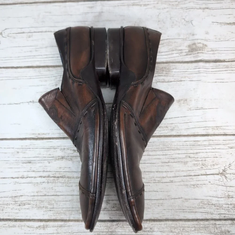 Mark Nason Rock Never Dies Distressed Brown Square Toe Loafers Size 10